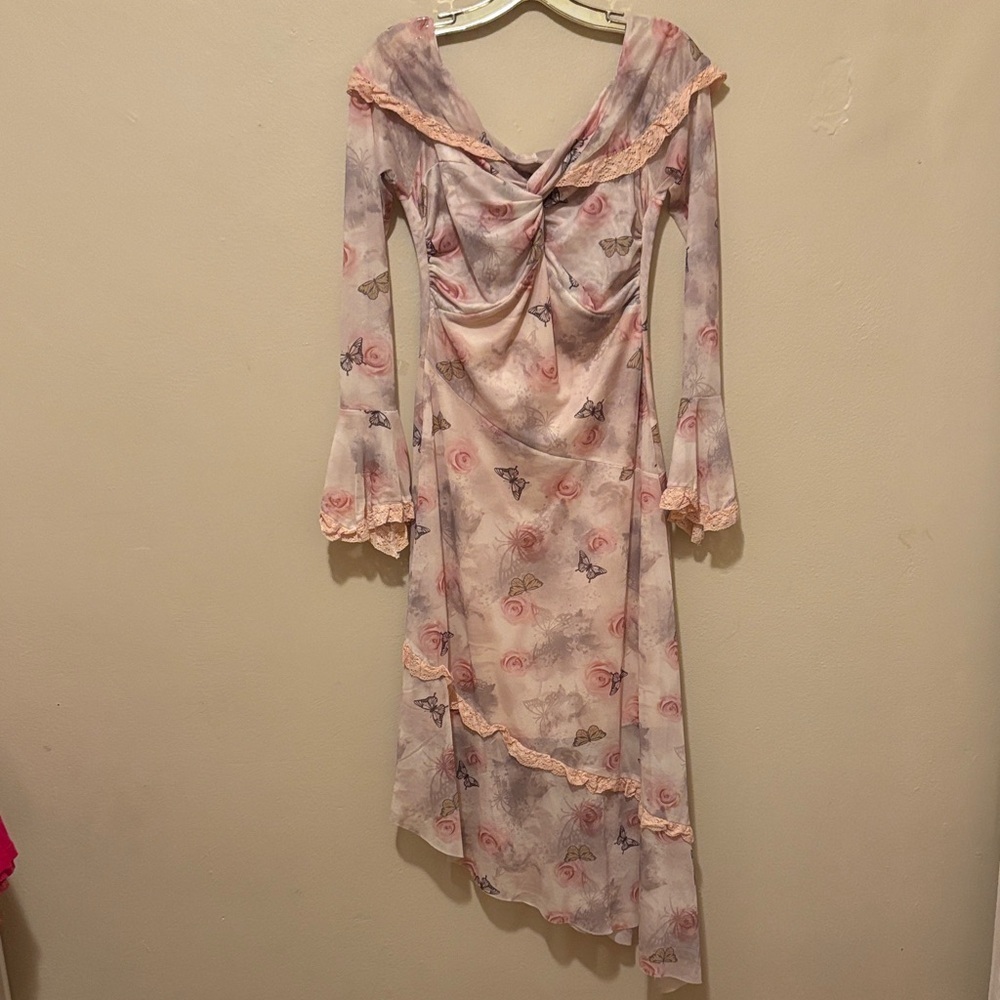 Chic Asymmetrical Floral Dress in Pink